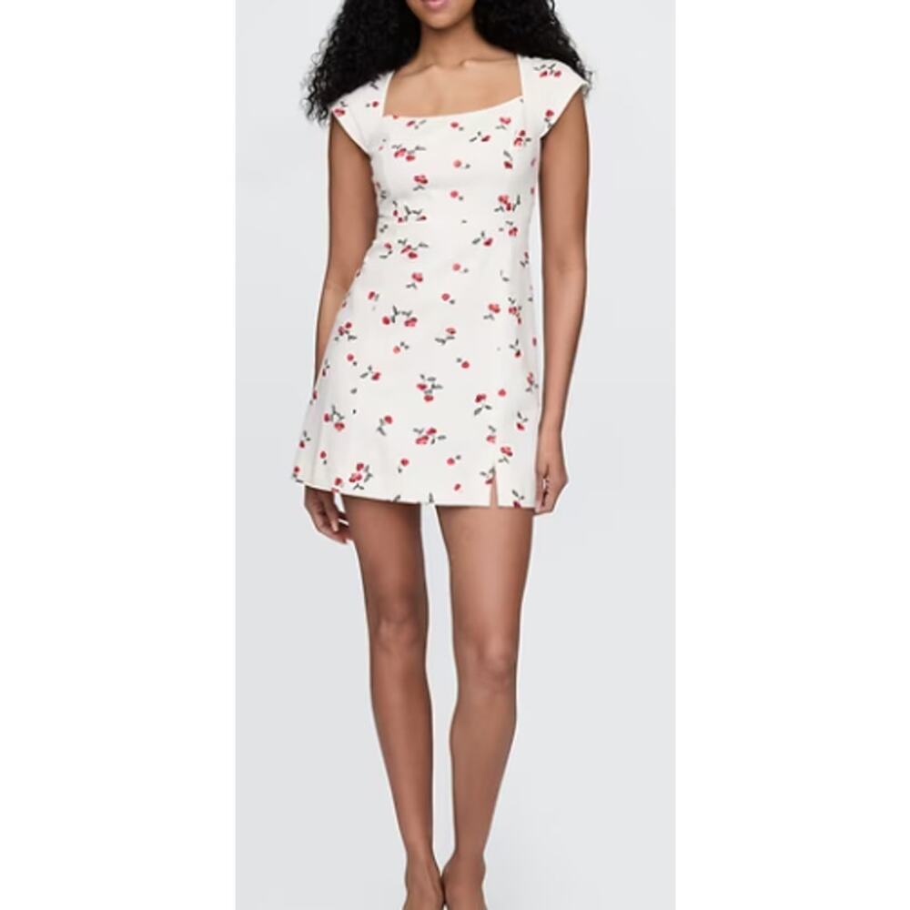 Gap Linen-Blend Cap-Sleeve Mini Dress Cherry Blossom Plus Size XXL NWT